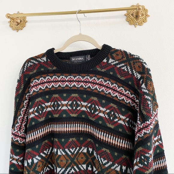 Vintage Scandia Printed Grandpa Sweater Black Multi - Picture 3 of 5